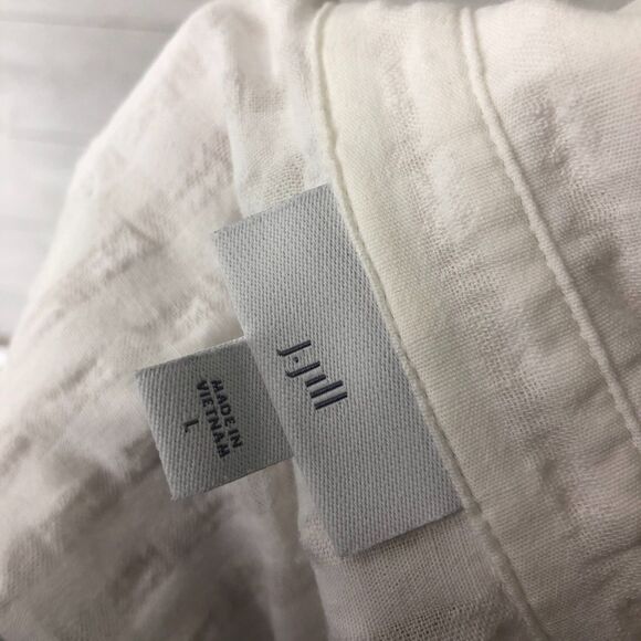 J Jill Women's Button Front Collared Shirt Roll Tab Sleeves 100% Cotton Large - Picture 5 of 6